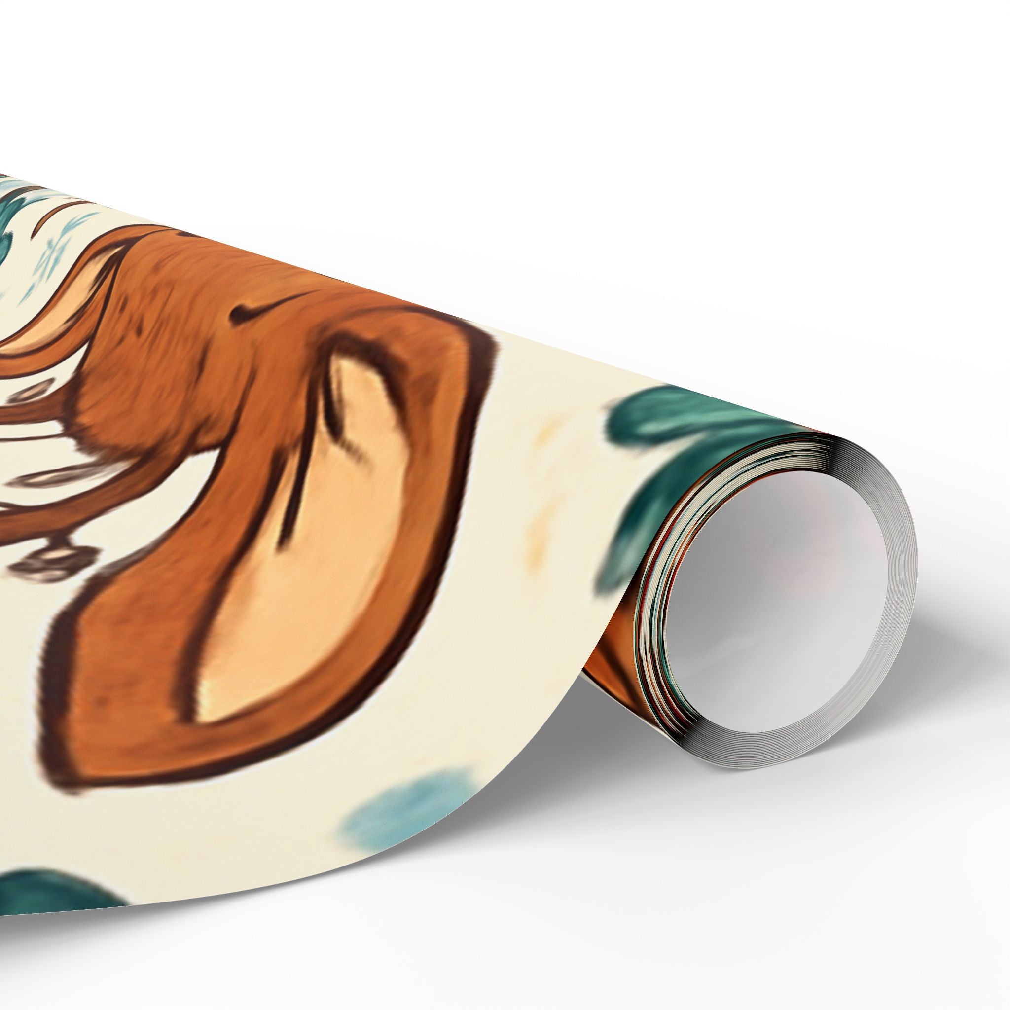 Reindeer & Holly Wrapping Paper Roll — Cute Christmas Gift Wrap
