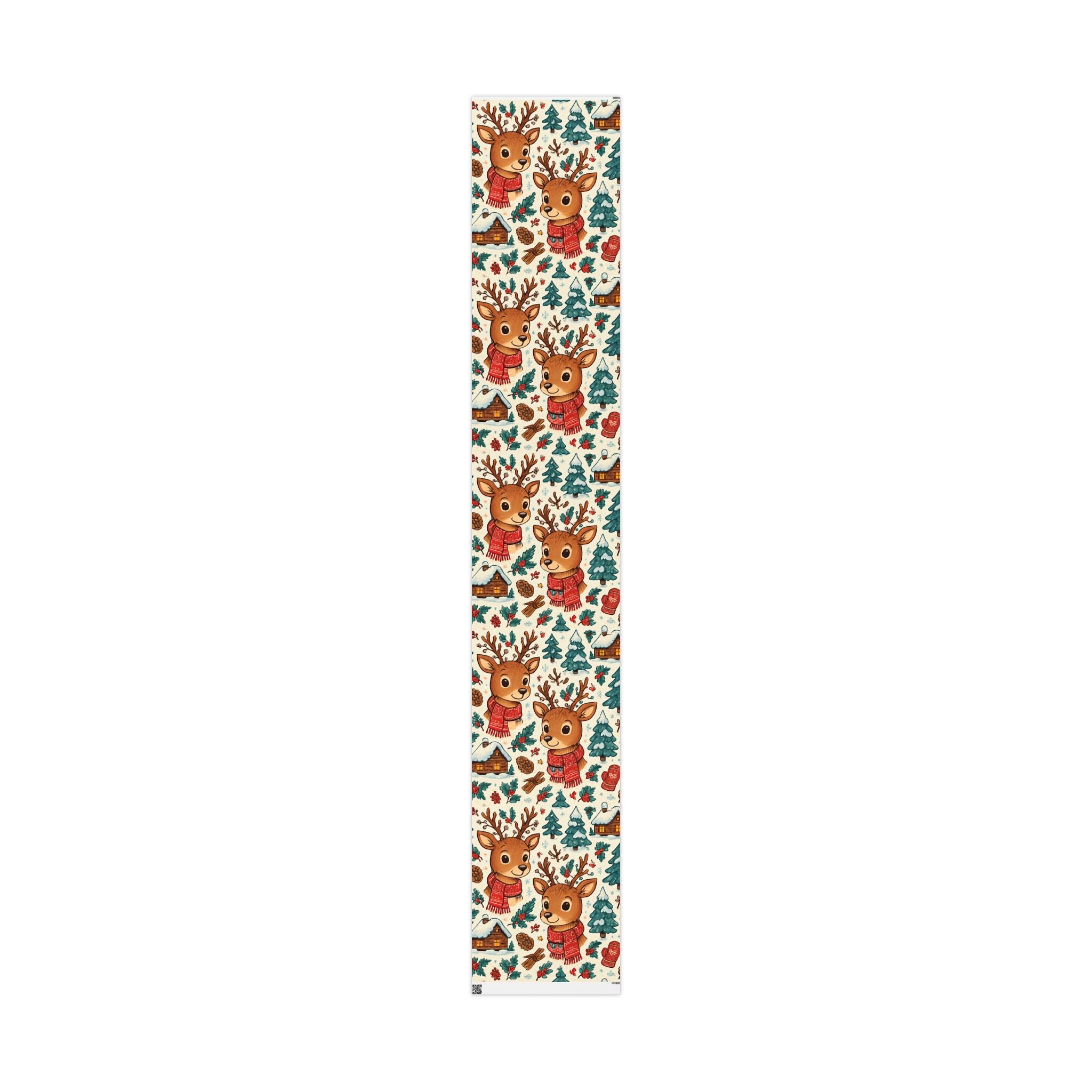 Reindeer & Holly Wrapping Paper Roll — Cute Christmas Gift Wrap