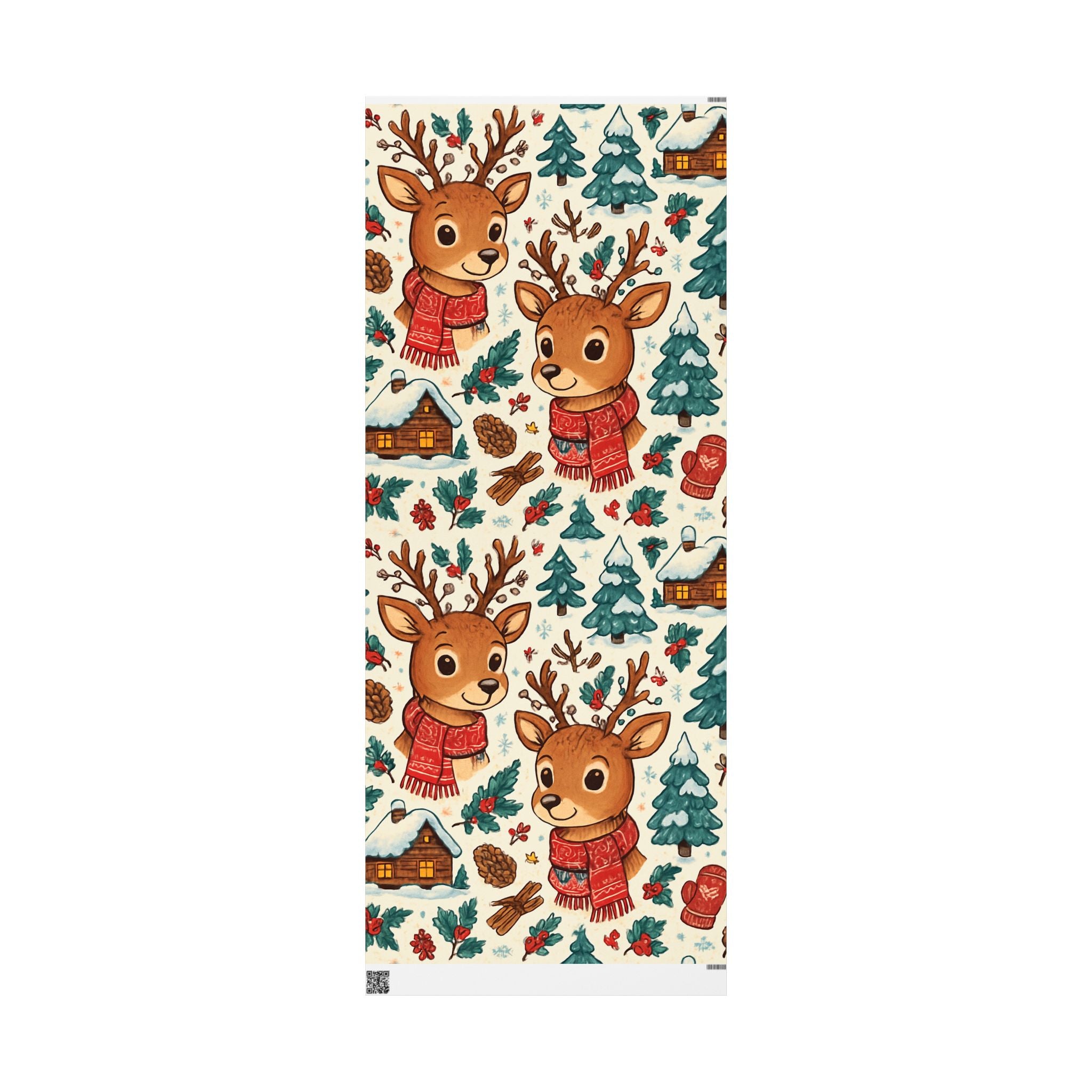 Reindeer & Holly Wrapping Paper Roll — Cute Christmas Gift Wrap