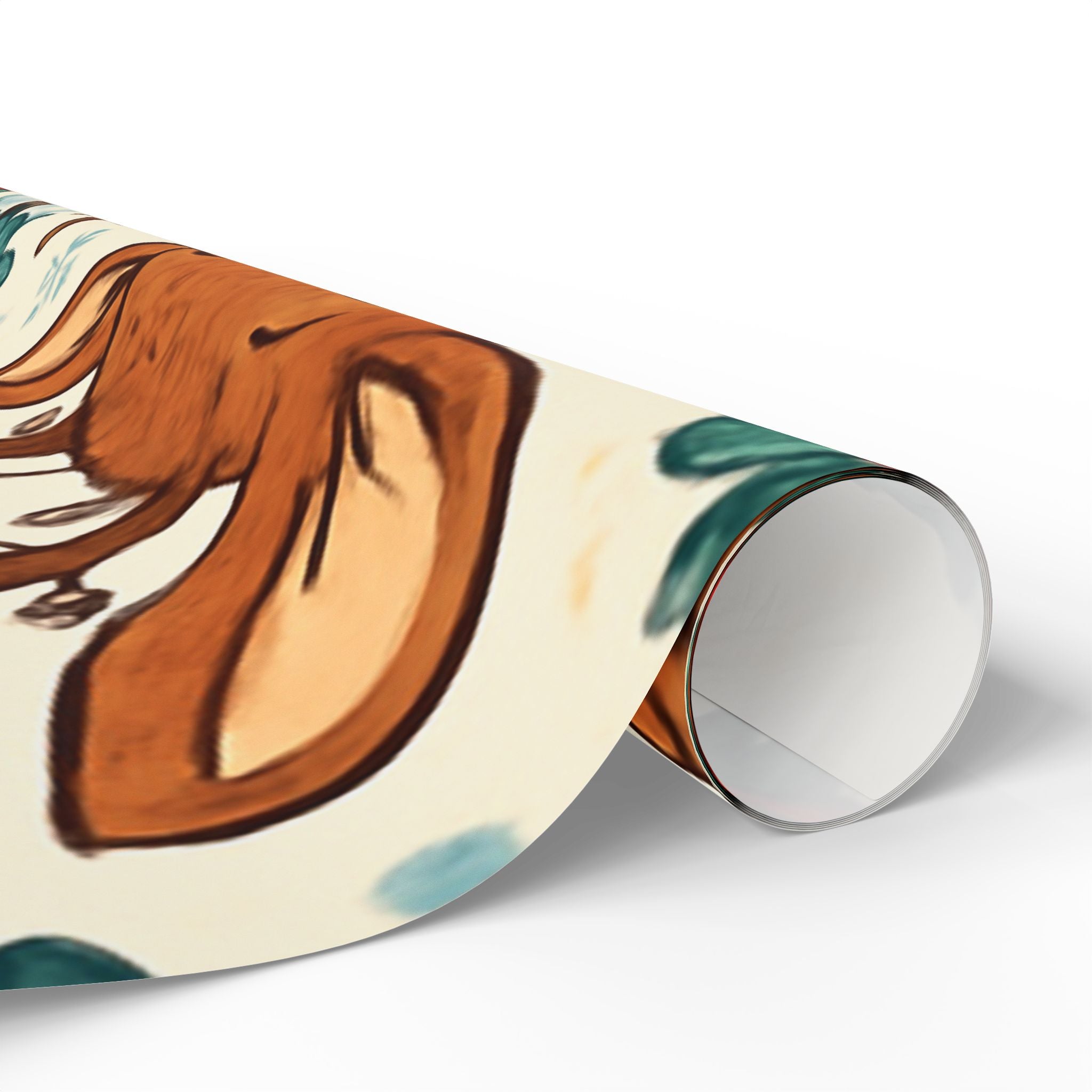 Reindeer & Holly Wrapping Paper Roll — Cute Christmas Gift Wrap